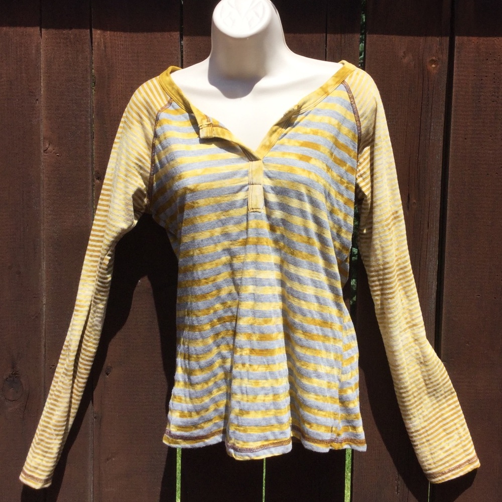 Prana, Long Sleeve, V-Neck Tee w/ Burnout Effect